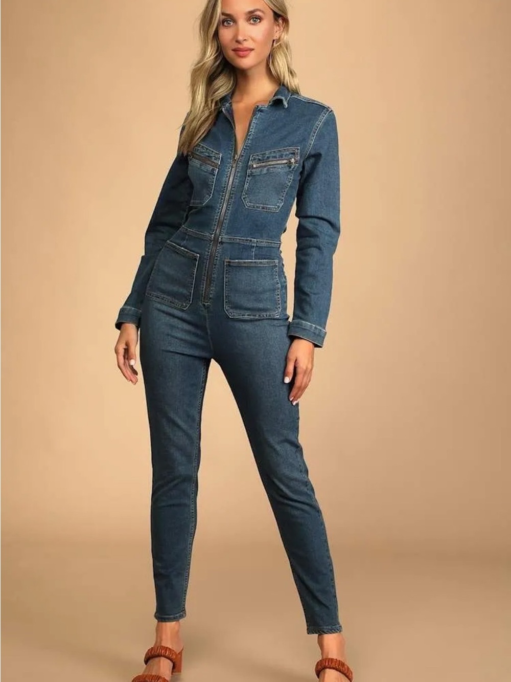 Free People Lennox Denim Jumpsuit